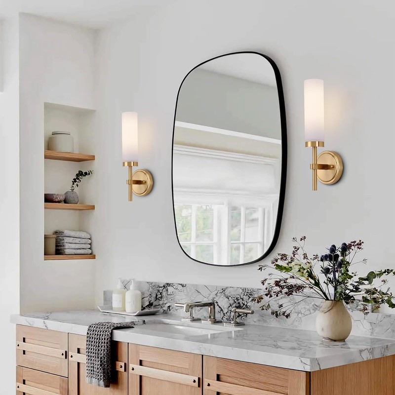 Gold Bathroom Wall Sconces Set of 2, Modern Sconces Wall
