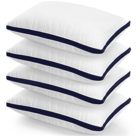 Utopia Bedding Pillows Pack Size, Hotel Quality Pillows, Brushed Fabric, Bed Pillow for Back, Stomach or Side Sleepers (4, Navy, Standard)