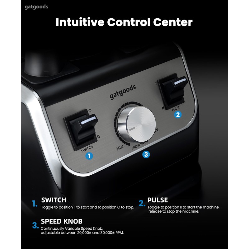 GATGOODS 72 oz Blender, 2200W Professional Kitchen Countertop Blender, Self-Cleaning,