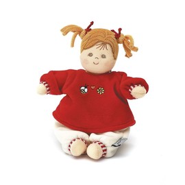 Sterntaler 3001570 Soft Doll Magdalena, Integrated Rattle, Age: for Babies from Birth, 23 cm, Red/Beige, Colourful, S