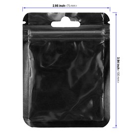KOHAND 300 PCS 7.5x10cm Black Mylar Ziplock Bags, Ziplock Mylar Bag with Clear Window, Small Ziplock Bag for Food Storage Jewelry Small Item