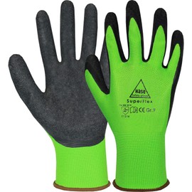 10 Pairs of Hare Superflex Assembly Gloves Work Gloves with Latex Coating, green