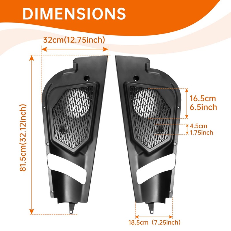 CUSAUTV 6.5 inch Front Door Speaker Pods Kit Compatible with