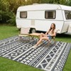 Haoyunll Outdoor Rug Geometric Black and White 9x12 Waterproof