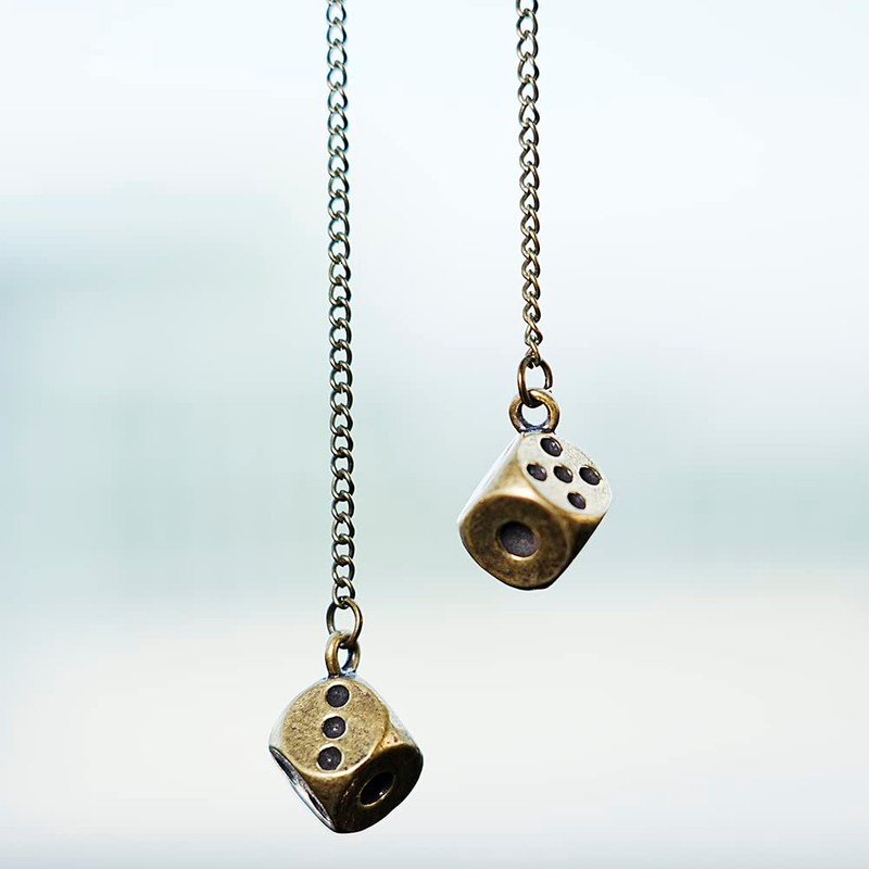 AMIORO Creative Hanging Dice with Dots Car Metal Pendant Rear