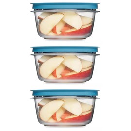 Utensilux Storage Containers, Easy Find Lids, Teal, 5 cup, Flex & Seal, Leak Proof Lids, Food Storage Set, Clear Meal Prep Flex Containers, 3 Piece Set