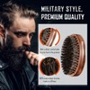 BFWood Boar Bristle Beard Brush, Black Wood Walnut Military Style,