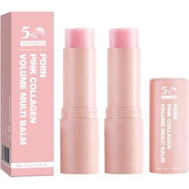 2PC PDRN Pink Collagen Volume Multi Balm Stick, Bálsamo Facial Reafirmante Anti-Edad, Aporta Volumen e Hidratación Instantánea, Reduce Líneas Finas y Arrugas, Restaura el Volumen con Colágeno Marino