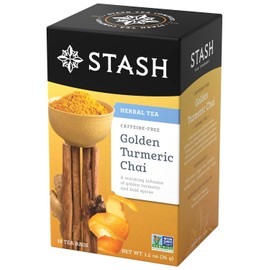 Stash Tea 2 Pack - Stash Tea Golden Turmeric Chai Caffeine Free Herbal Tea Bags - 18 Count