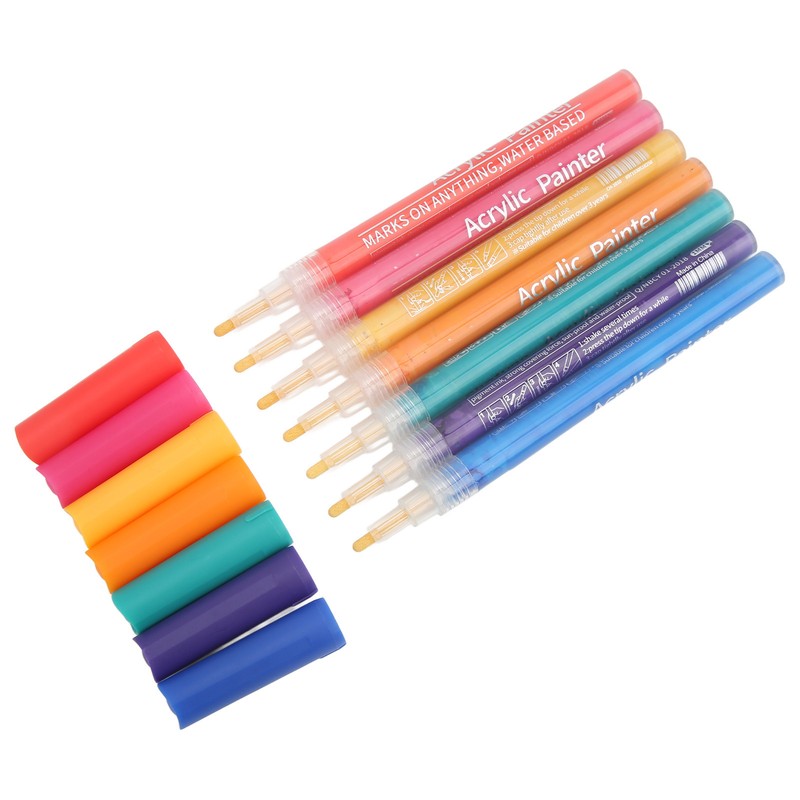 24Pcs Acrylic Paint Markers Multi Function Safe Nontoxic Moistureproof Quick