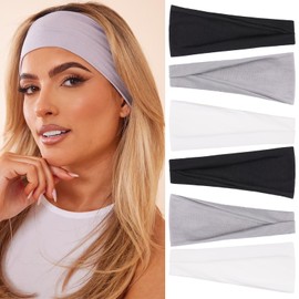 RuiYok Workout Wide Headbands for Women Non Slip Yoga Running Exercise Head Bands White Women's Sweat Hairbands for Everyday Basic Fashion Hair Accessories