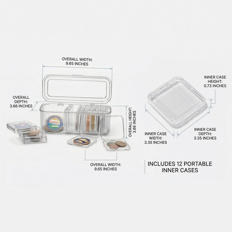 Patch Display 12 Compartment Acrylic Button Display Case for Pins