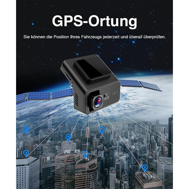 Lescars Autokamera Dashcam: 4K-UHD-Dashcam mit GPS, 1,47″ IPS-Display, G-Sensor, Parkwächter,