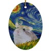 Whimsical Night Sky Roborovski Dwarf Hamster Christmas Ornament White Oval