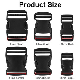AUAUY Buckle 25 mm / 38 mm / 51 mm, Plastic Buckles Adjustable Clip Closure for Buckle Strap, Lap Strap, Replacement Buckle, Backpack Straps, Black, black