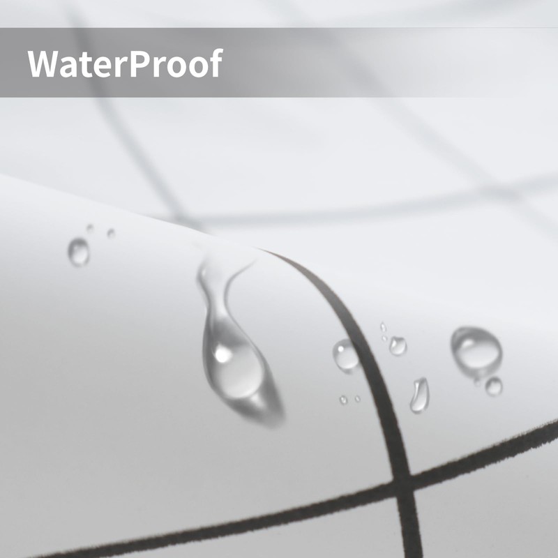 Checkered Shower Curtain - Black Line White Check Shower Curtain,
