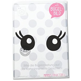 Iron-On Patch Eyes with Eyelashes Approx. 4 cm Flock Film Appliqué Iron-On Sticker for Fabrics Textiles Children for Iron-On Patches, Colour: Black