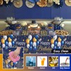 Happy Birthday Table Cloth Blue, Disposable Plastic Birthday Party Tablecloth