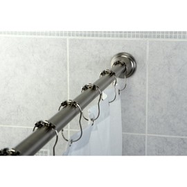 Kingston Brass SR118 Edenscape 60"-72" Stainless Steel Adjustable Tension Shower Curtain Rod with Decorative Flange, Brushed Nickel
