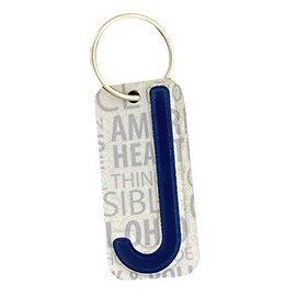 License plate letter keychain, Made in USA, Blue letter license plate keychain, License plate letter bag tag (Letter J)