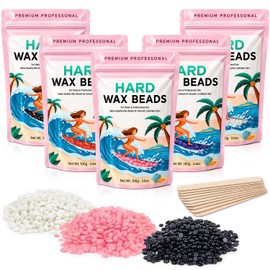 VEGISHINE Professional Hard Wax Beads 500g, Multi-colour Hot Wax Beads with 10 Wooden Sticks, Strip-Free Hair Removal Wax for Full Body, Bikini, Brazilian, Legs & Face (5 packs of 100g)