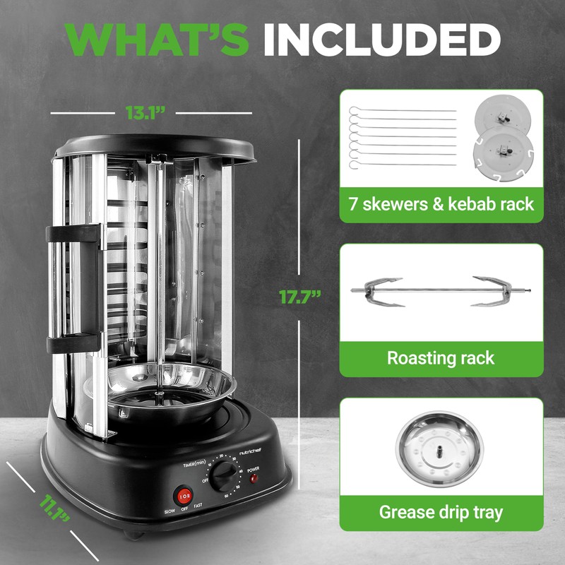 NutriChef Vertical Rotating Shawarma Oven - Rotisserie, Shawarma, & Kebab