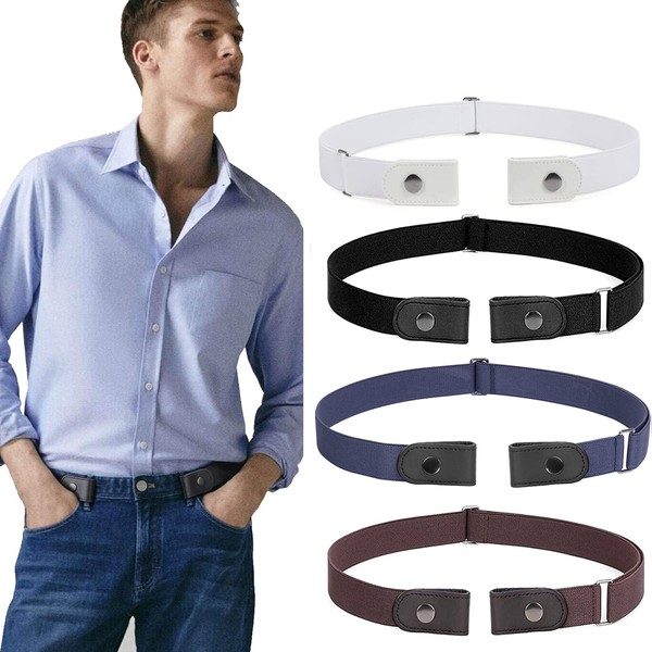 WERFORU 4 Pieces Men's No Buckle Belts Buckle Free Belt