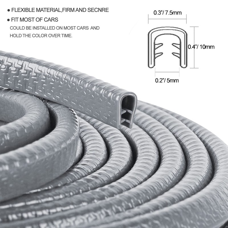 Car Door Edge Guards Gray, 32.85Ft(10M) Car Door Edge Protector