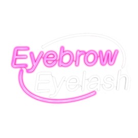 Eyebrows Eyelash Neon Sign, Pink and White Letter Neon Lights For Wall Decor, Girls Makeup Room Bedroom Beauty Salon Eyelash Studio Decoration（16.5 X 10.2 inch）
