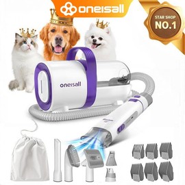 Pet Grooming Kit & Vacuum, Dog Clippers with Grooming Tools for Dogs Cats and Other Animals:_purple