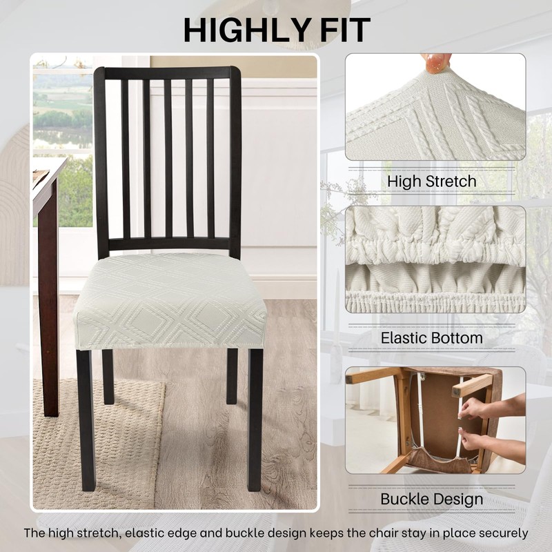 SearchI Waterproof Dining Chair Seat Covers Set of 6, Washable