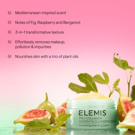 ELEMIS Pro-Collagen Cleansing Balm, 3in1 Melting Facial Cleanser for Deep Cleansing Wash, Infused with 9 Nourishing Essential Oils, Daily Moisturising Makeup Remover for Clean, Glowing Skin
