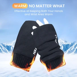 Winter Golf Mitts Mitten Gloves Men Women Warm Fleece in Pair, Left and Right Hand Handed Glove for Sports Outdoor, Soft and Comfortable (Dark, Large)