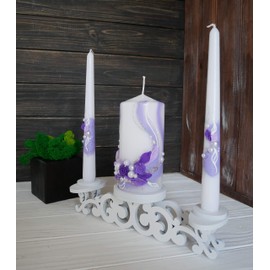 Magik Life Unity Candle Set for Wedding - Wedding Accessories for Reception and Ceremony - Decorative Pillars Violet