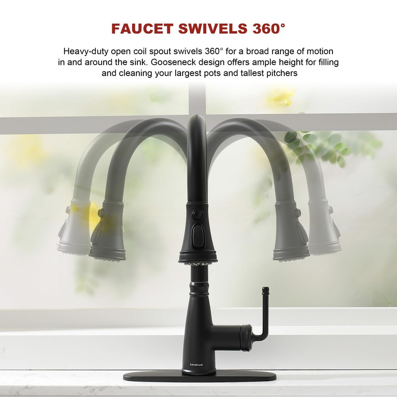 Lavatrum Polished Chrome Antique 17 inch Kitchen Faucet with Pull