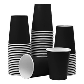 Yuxitia Black Disposable Paper Cups, 60 Pack Black Paper Cups for DIY, Wedding, Party, Picnic, BBQ, Travel and Events, 8oz (Black)