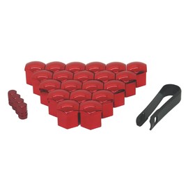 [STS Michiko] Wheel Nut Cap Red Metallic Color Air Valve Cap Included (Red 0.8 inch (21 mm) for 5 Holes, 20 Pieces