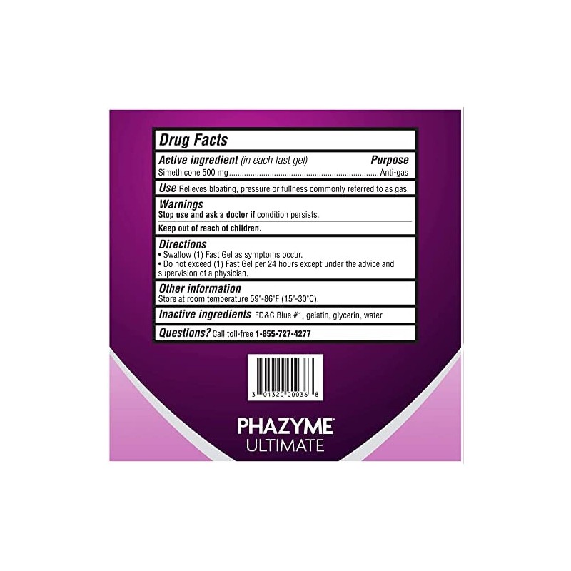 Phazyme Ultimate Gas Bloating Relief Works in Minutes 500 mg