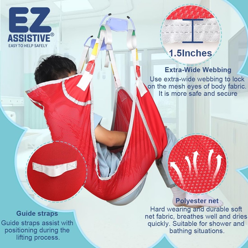 Patient Lift Sling with Polyester Mesh for Showering, Full Body