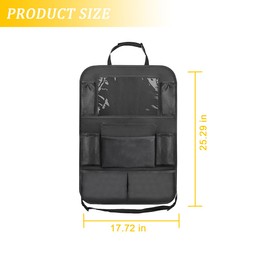 KHGUZ 2PCS Car Seat Back Organizer, Waterproof Vehicle Storage Bag with Touch Screen Tablet Holder & 9 Pockets, Auto Kick Mats Back Seat Protector for Kids, Universal Travel Accessories (Black/Large)