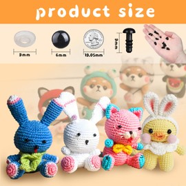 L-LWEIK 320Pcs 6mm Safety Eyes for Amigurumi Black Craft Doll Eyes for Crochet Animals with Washers, Stuffed Animal Eyes for Plush Dolls Bear Doll Making Supplies