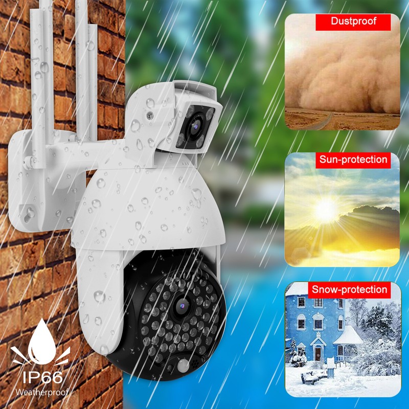 1080P Wifi PTZ Camera 60 Lights Dual Lens IP66 Waterproof