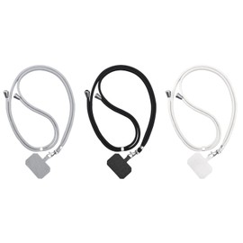 QEEQPF 3 Piece Universal Phone Neck Strap, Shoulder Strap and Neck Strap with Patches, Adjustable Anti-lost Cord for Most Smartphones, Polyester, grey