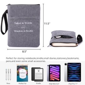 Aplufine Book Sleeve for Book Lovers - Book Covers with Zipper Pockets - Canvas Book Protector for Paperbacks, Softcover - Washablle Book Pouch - Book Carrying Case - Book Carrier- Book Gift