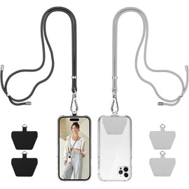 Phone Lanyard, takyu 4PCS Universal Cell Phone Lanyard with Adjustable Nylon Neck Strap with 4PCS Tether Tabs for Most Smartphones (Black+Grey)