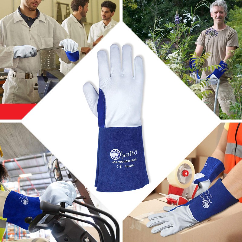 SAFTA Spark and Heat Proof Gloves, Sheep leather Palm &