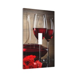 Xuejiaku Light Switch Cover Wine Glass Wines Cup Red Rose 1 Gang Wall Plate Cover Single Toggle Outlet Covers Decorative Switchplate Electrical Faceplate for Bathroom Bedroom Kitchen Decor