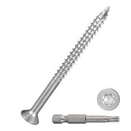 DTGN #10x2-1/2 Deck Screws - 100Pack - Good for Decks, Fences, Frames, Farms, Outdoor Furniture - 410 Stainless Steel Wood Screws W/ T25 Torx Star Drive Bit - Silver