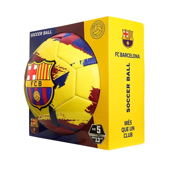 Icon Sports FC Barcelona Brush Team Soccer Ball, Brush Yellow,