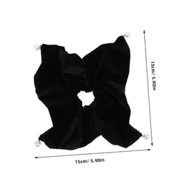 Baluue Luxurious Velvet Hair Scrunchies with Pearl Pendant Extra Large Soft Hair Ties for Women Elegant Square Design for Casual Formal Styles